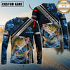Maxcorners Fishing Ocean Wave Power Personalized Name, Team Name Long Sleeve Shirt (8 Fish Species)