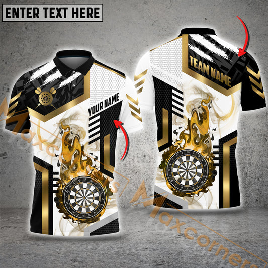 Maxcorners Darts Premium Line Smoke Pattern Multicolor Options Personalized Name, Team Name 3D Polo Shirt (4 Colors)