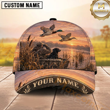 Maxcorners Hunting Duck Hunting Labrador Pink Marsh Sunset Personalized Name 3D Cap