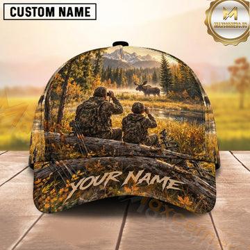 Maxcorners Hunting Hunting Companions Golden Autumn Lakeside Personalized Name 3D Cap