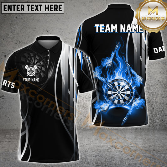 Maxcorner Darts Flame Pattern Multicolor Option Customized Name 3D Shirt (4 Colors)
