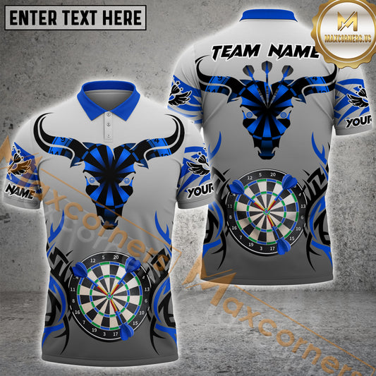 Maxcorners Darts Bullseye Dartboard Pattern Multicolor Options Personalized Name, Team Name 3D Polo Shirt (4 Colors)