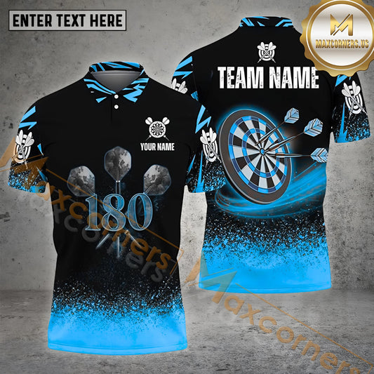Maxcorners Darts Light Dartboard With Score 180 Multicolor Options Personalized Name, Team Name 3D Polo Shirt (4 Colors)