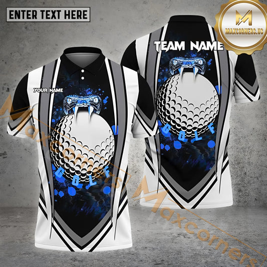 Maxcorners Golf Snake Pattern Multicolor Option Customized Name, Team Name 3D Polo Shirt (4 Colors)