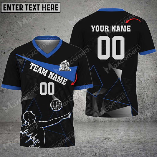 Maxcorners Volleyball Color Options Personalized Name 3D V-neck T-Shirt