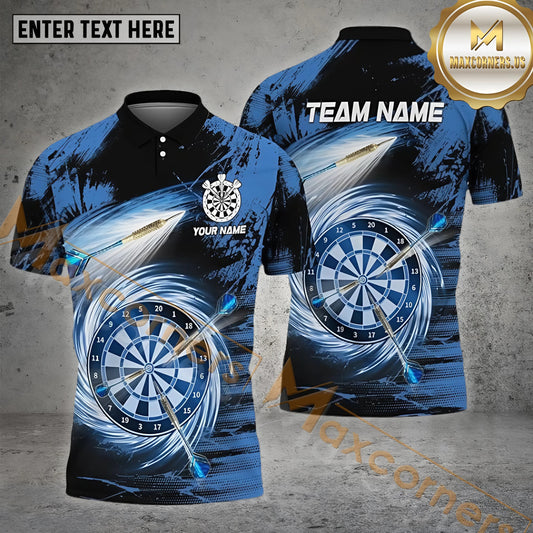 Maxcorners Darts Dartboard Storm Pattern Multicolor Options Personalized Name, Team Name 3D Polo Shirt (4 Colors)