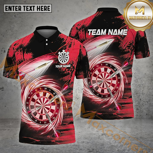Maxcorners Darts Dartboard Storm Pattern Multicolor Options Personalized Name, Team Name 3D Polo Shirt (4 Colors)