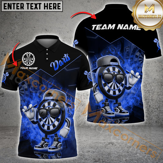 Maxcorners Darts Funny Dartboard Multicolor Options Personalized Name, Team Name 3D Polo Shirt (4 Colors)