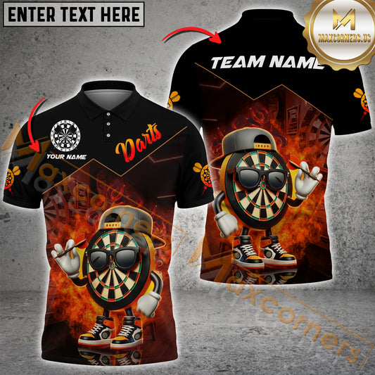 Maxcorners Darts Funny Dartboard Multicolor Options Personalized Name, Team Name 3D Polo Shirt (4 Colors)
