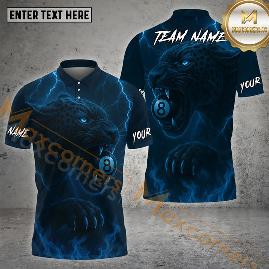Maxcorners Billiards Lightning Panther 8 Ball Multicolor Options Personalized Name, Team Name 3D Shirt (4 Colors)