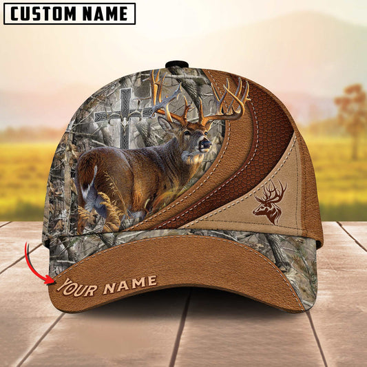 Maxcorners Deer Hunting Cross Camo Pattern Multicolor Personalized Name 3D Cap (6 colors)