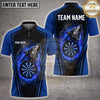 Maxcorners Darts Howling Lone Wolf Blue Flame Glowing Dartboard Aura Multi Options Personalized Name, Team Name Unisex 3D Shirt (4 Colors)