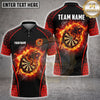 Maxcorners Darts Charging Angry Bull Blue Flame Ring Dartboard Geometric Multi Options Personalized Name, Team Name Unisex 3D Shirt (4 Colors)
