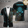 Maxcorners Darts Black Suit Blazer Blue Trim Dartboard Badge Multi Options Personalized Name, Team Name Unisex 3D Shirt (5 Colors)