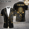 Maxcorners Darts Black Suit Blazer Blue Trim Dartboard Badge Multi Options Personalized Name, Team Name Unisex 3D Shirt (5 Colors)