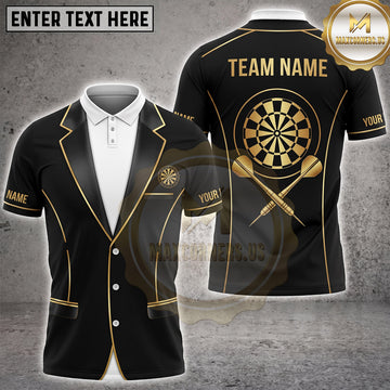 Maxcorners Darts Black Suit Blazer Trim Dartboard Badge Multi Options Personalized Name, Team Name Unisex 3D Shirt (5 Colors)