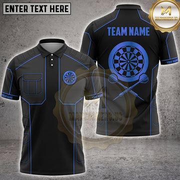 Maxcorners Darts Tactical Utility Vest Pocket Blue Trim Dartboard Multi Options Personalized Name, Team Name Unisex 3D Shirt (5 Colors)