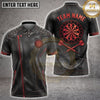 Maxcorners Darts Black Leather Biker Zipper Jacket Accents Dartboard Multi Options Personalized Name, Team Name Unisex 3D Shirt (5 Colors)