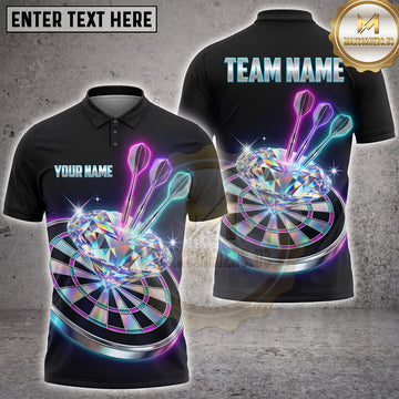 Maxcorners Darts Glowing Neon Holographic Dartboard Smoke Splatter Multi Options Personalized Name, Team Name Unisex 3D Shirt