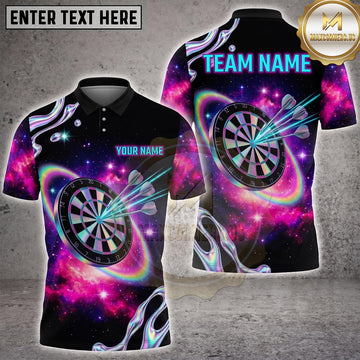 Maxcorners Darts Galaxy Cosmic Space Neon Holographic Dartboard Orbit Multi Options Personalized Name, Team Name Unisex 3D Shirt