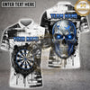 Maxcorners Darts Blue Glowing Eyes Skull Paint Drip Grunge Multi Options Personalized Name, Team Name Unisex 3D Shirt (5 Colors)