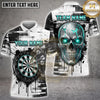 Maxcorners Darts Blue Glowing Eyes Skull Paint Drip Grunge Multi Options Personalized Name, Team Name Unisex 3D Shirt (5 Colors)