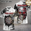 Maxcorners Darts Blue Glowing Eyes Skull Paint Drip Grunge Multi Options Personalized Name, Team Name Unisex 3D Shirt (5 Colors)