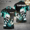 Maxcorners Skull Bowling Shirt Blue Flame Bowling Ball Graphic Multi Options Personalized Name, Team Name Unisex 3D Shirt (4 Colors)