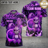 Maxcorners Bowling Bunny Polo Shirt Creepy Stitched Bunny Bowling Ball Design Multi Options Personalized Name, Team Name Unisex 3D Shirt (4 Colors)