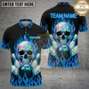Maxcorners Bowling Shiny Skull Fire Flames Bowling Ball Pins Multi Options Personalized Name, Team Name Unisex 3D Shirt (4 Colors)
