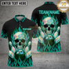 Maxcorners Bowling Shiny Skull Fire Flames Bowling Ball Pins Multi Options Personalized Name, Team Name Unisex 3D Shirt (4 Colors)