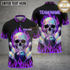 Maxcorners Bowling Shiny Skull Fire Flames Bowling Ball Pins Multi Options Personalized Name, Team Name Unisex 3D Shirt (4 Colors)
