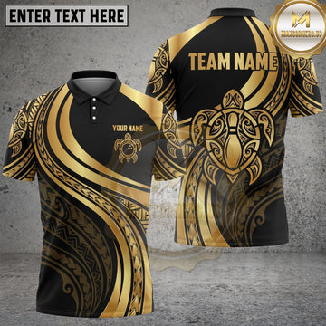 Maxcorners Bowling Polynesian Tribal Sea Turtle Pattern Bowling Ball Pins Multi Options Personalized Name, Team Name Unisex 3D Shirt (4 Colors)