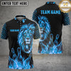 Maxcorners Bowling Flaming Lion Grid Pattern Bowling Ball Pins Multi Options Personalized Name, Team Name Unisex 3D Shirt (4 Colors)