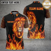 Maxcorners Bowling Flaming Lion Grid Pattern Bowling Ball Pins Multi Options Personalized Name, Team Name Unisex 3D Shirt (4 Colors)