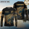 Maxcorners Fishing Black Teal Gold Tribal Ocean Design Custom Name & Team Name 3D Shirts (13 Breeds)