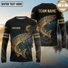 Maxcorners Fishing Black Teal Gold Tribal Ocean Design Custom Name & Team Name 3D Shirts (13 Breeds)