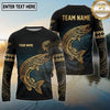 Maxcorners Fishing Black Teal Gold Tribal Ocean Design Custom Name & Team Name 3D Shirts (13 Breeds)