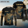 Maxcorners Fishing Black Teal Gold Tribal Ocean Design Custom Name & Team Name 3D Shirts (13 Breeds)