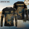 Maxcorners Fishing Black Teal Gold Tribal Ocean Design Custom Name & Team Name 3D Shirts (13 Breeds)