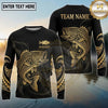 Maxcorners Fishing Black Gold Tribal Ocean Wave Design Custom Name & Team Name 3D Shirts (13 Breeds)
