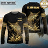 Maxcorners Fishing Black Gold Tribal Splash Design Custom Name & Team Name 3D Shirts Ver 2(13 Breeds)