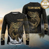 Maxcorners Fishing Black Gold Tribal Wave Design Custom Name & Team Name 3D Shirts (13 Breeds)