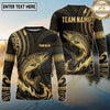 Maxcorners Fishing Black Gold Tribal Wave Design Custom Name & Team Name 3D Shirts Ver 2 (13 Breeds)