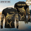Maxcorners Fishing Black Gold Tribal Polynesian Design Custom Name & Team Name 3D Shirts Ver 2 (13 Breeds)