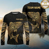 Maxcorners Fishing Black Gold Tribal Polynesian Design Custom Name & Team Name 3D Shirts Ver 2 (13 Breeds)