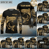 Maxcorners Fishing Black Gold Tribal Polynesian Design Custom Name & Team Name 3D Shirts Ver 2 (13 Breeds)