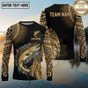 Maxcorners Fishing Black Gold Tribal Water Splash Design Custom Name & Team Name 3D Shirts Ver 5 (13 Breeds)