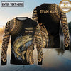 Maxcorners Fishing Black Gold Tribal Water Splash Design Custom Name & Team Name 3D Shirts Ver 5 (13 Breeds)