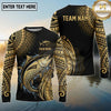 Maxcorners Fishing Black Gold Tribal Water Splash Design Custom Name & Team Name 3D Shirts Ver 5 (13 Breeds)